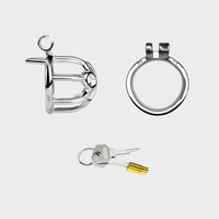 the parts of a male chastity cage which will lock shut.