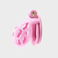 the very small chastity cage known as Cobra Nano, in color pink.