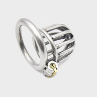 This chastity cage is quite short and popular with male submissives.