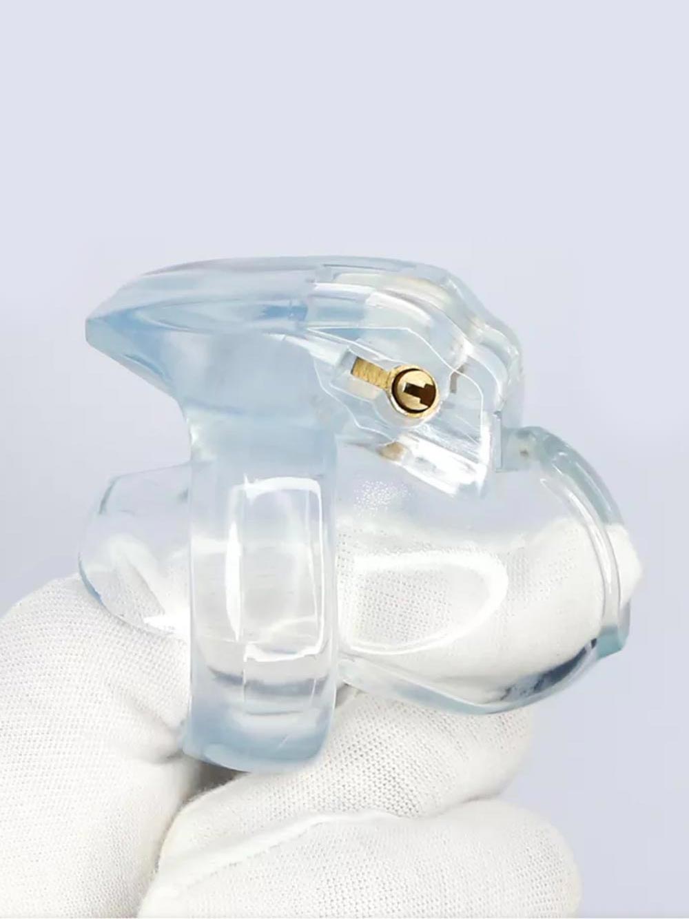 This short and clear chastity cage is called the V4 Nub