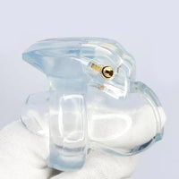 This short and clear chastity cage is called the V4 Nub