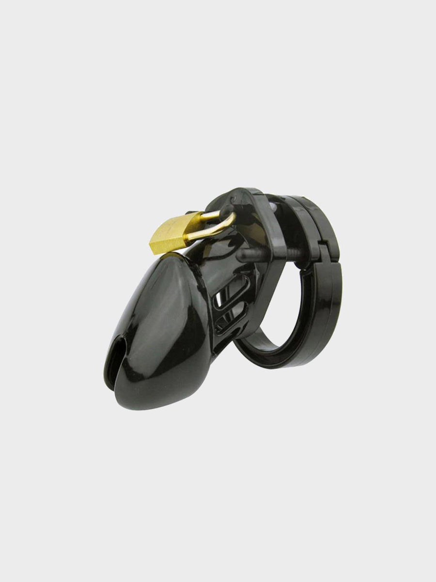a black silicone chastity cage for sissies