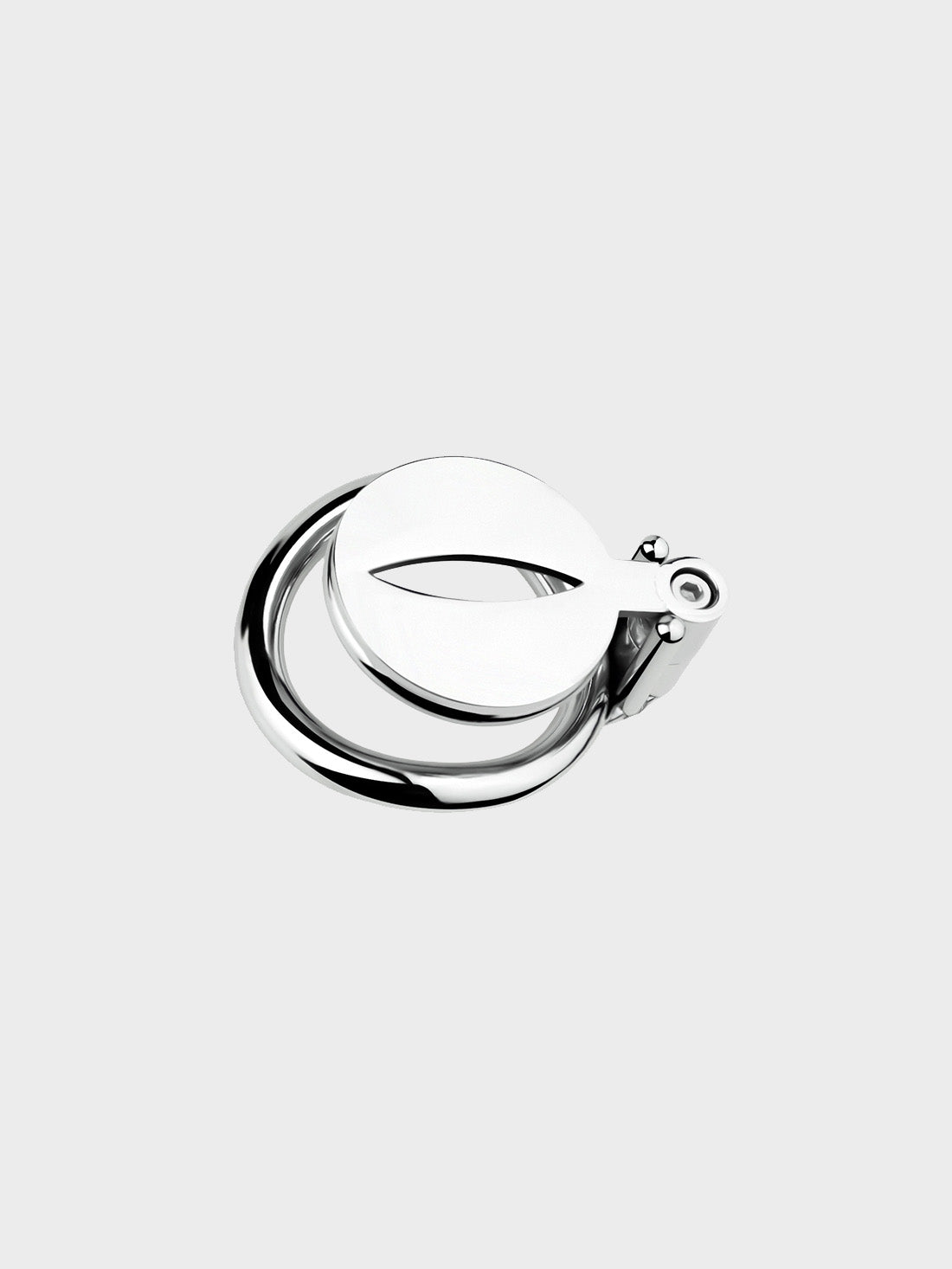 High quality steel chastity cage designed to be almost entirely flat.