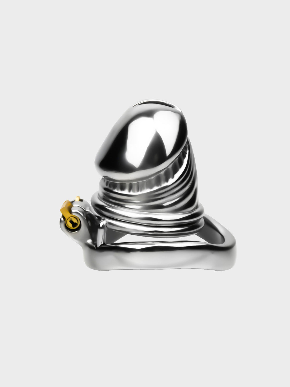 steel cock cage on a grey background.
