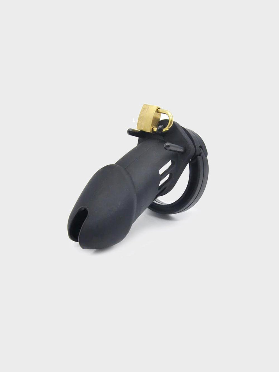 A soft silicone chastity cage perfect for beginners, sold at chastity cages co.