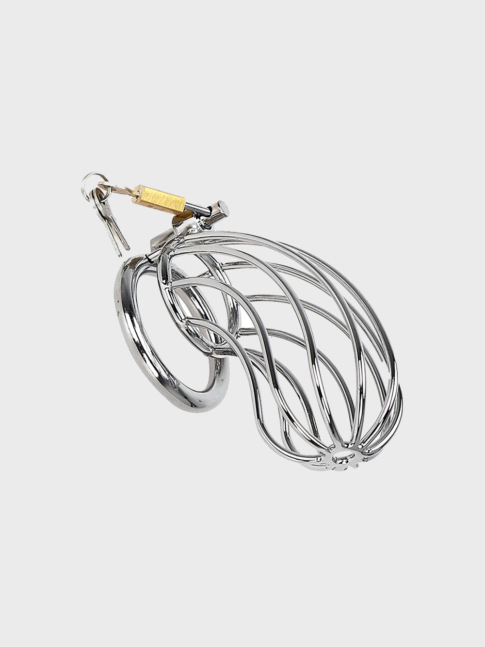 a locked chastity cage which is popular in adult films.