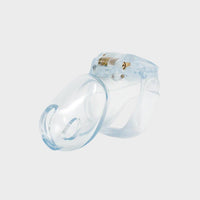 This small clear chastity cage is popular with bdsm play