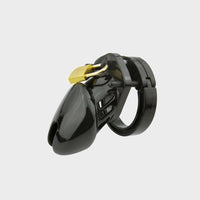 a black silicone chastity cage for sissies