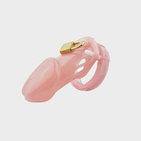 Pink plastic chastity device with lock