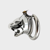 Chastity cage in the shape of a tigers head made of steel