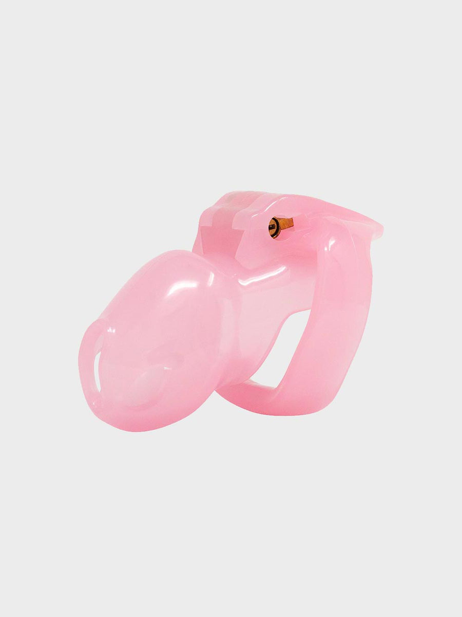 This small pink chastity cage is popular in the kink community